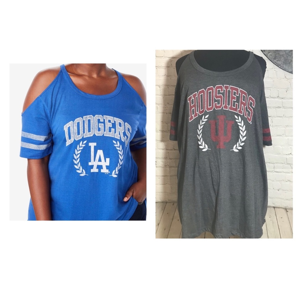 Profile varsity women’s Hoosiers cold shoulder logo tee 3X